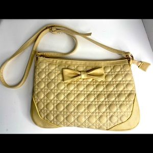 Beige Bow Faux Leather Crossbody